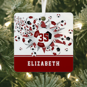 Maroon Black Fußball Stars personalisiert Ornament Aus Metall