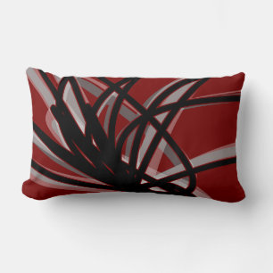 Maroon Black & Grey Abstrakt Ribbon Design Lendenkissen