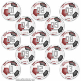 Maroon Black Mannschaft Sportgeschenke Set von 13  Aufkleber