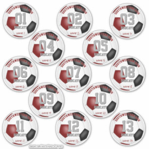 Maroon Black Mannschaft Sportgeschenke Set von 13  Aufkleber