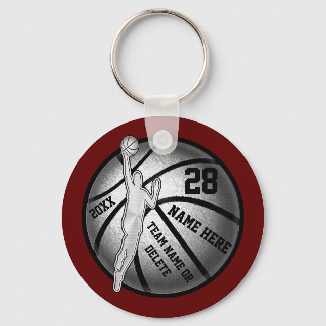 Maroon Black Silver, billige Basketballgeschenke,  Schlüsselanhänger (Vorderseite)