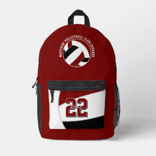 Maroon Black Volleyball Team Farben Mannschaftsnam Bedruckter Rucksack