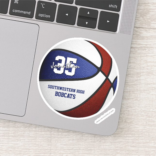 Maroon Blue Basketball Mannschaftsfarben personali Aufkleber (Detail)