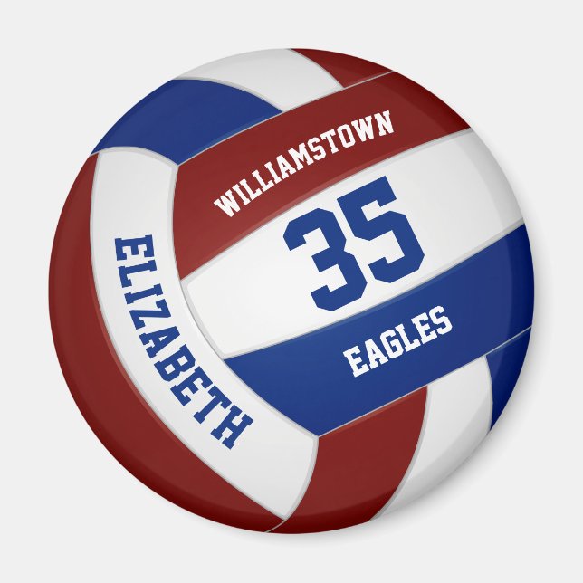 Maroon Blue Mannschaft färbt Volleyball Club Magnet (Vorne)