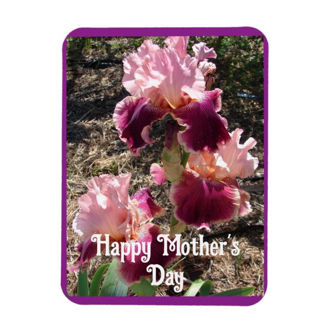 Maroon Blume Floral Iris Irish Mütter Day Card Magnet (Vertikal)
