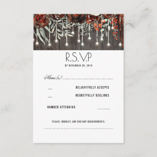 Maroon Blume Rustic String Lights Wedding RSVP