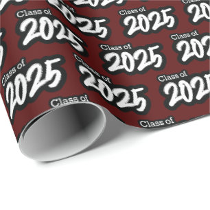 Maroon Bold Brush Class of 2025 Wrapping Paper Geschenkpapier