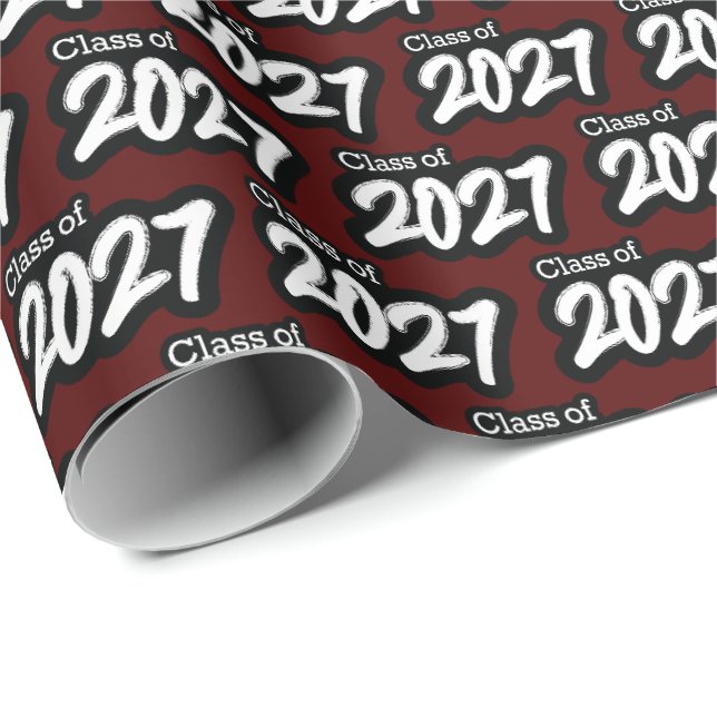 Maroon Bold Brush Klasse 2027 Geschenkpapier (Rolleneckpunkt)