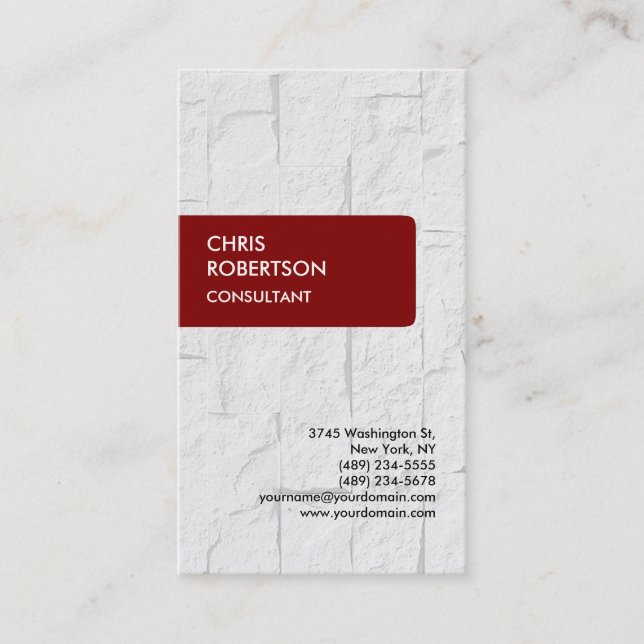 Maroon Brownish Red Brick Wall Business Card Visitenkarte (Vorderseite)