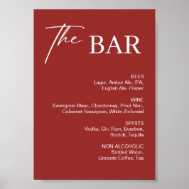 Maroon Burgundy Bar Wedding Sign Poster