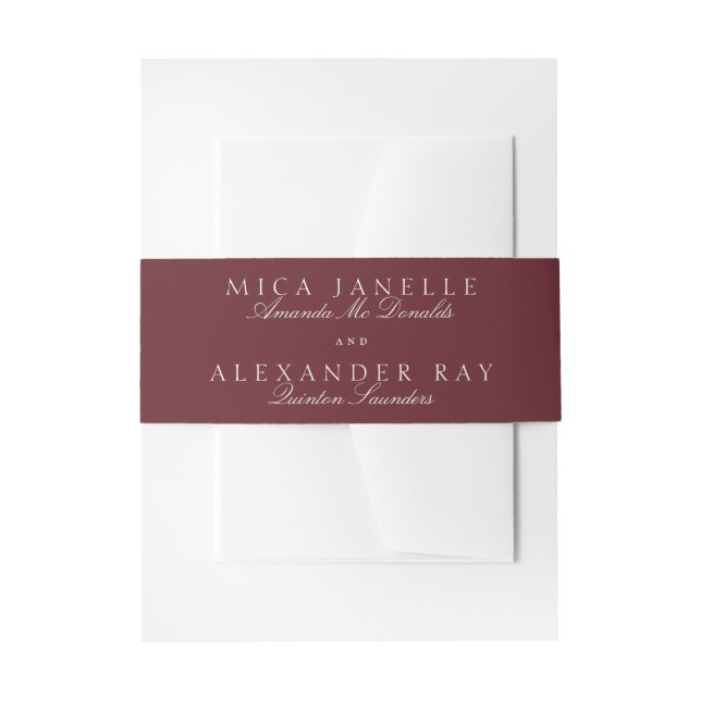 Maroon Burgundy Classic Calligraphy Formal Wedding Einladungsbanderole (Vorderseite Beispiel)