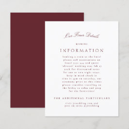 Maroon Burgundy Classic Elegant Formal Wedding Begleitkarte