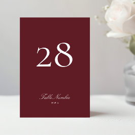 Maroon Burgundy Classic Formal Calligraphy Wedding Tischnummer