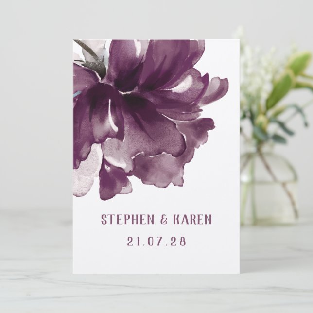Maroon Burgundy Poppy Elegant Wedding Einladung (Stehend Vorderseite)