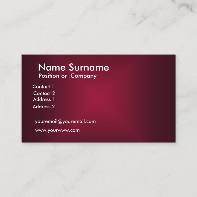Maroon Business Card Visitenkarte (Vorderseite)