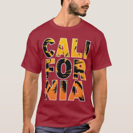 Maroon California Palm Trees Sunset T - Shirt