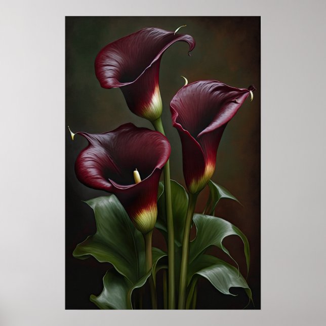 Maroon Calla Lilies Lily Blume Poster (Vorne)