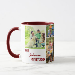 Maroon Calligraphy Familienfoto-Collage Tasse