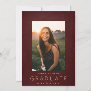 Maroon Chalk Border Modern Foto University Grad Ankündigung