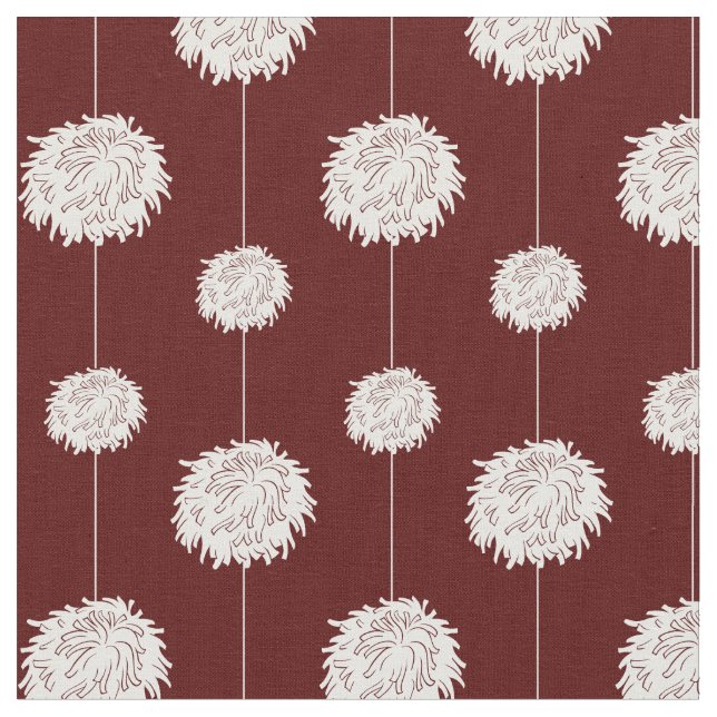 Maroon Cheerleader Pom Pom Pattern Stoff (Nahaufnahme)