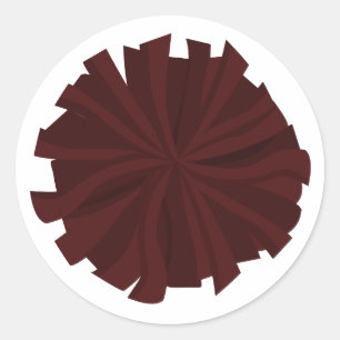 Maroon Cheerleader Pom Pom Runder Aufkleber