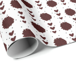 Maroon Cheerleader Pom Poms & Hearts Pattern Geschenkpapier