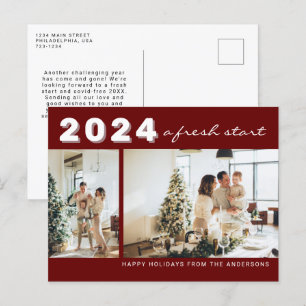 Maroon Chic Year Ein neuer Start Zwei Foto Urlaub Postkarte
