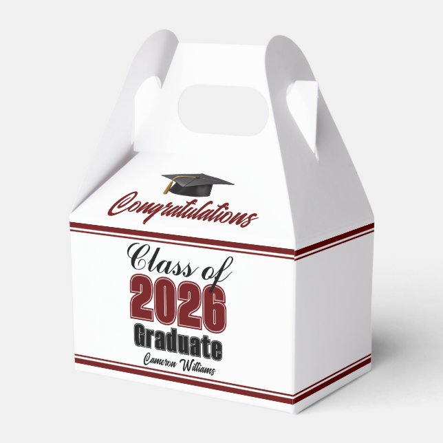 Maroon Class of 2026 Custom Graduation Party Geschenkschachtel (Vorderseite)