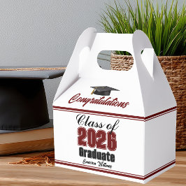 Maroon Class of 2026 Custom Graduation Party Geschenkschachtel