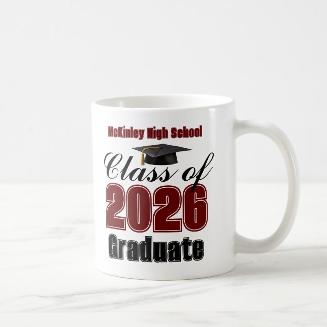 Maroon Class of 2026 Graduation Keepsake Kaffeetasse (Rechts)