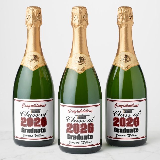 Maroon Class of 2026 Graduation Party Custom (Flaschen)