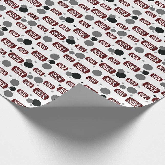 Maroon "Class of" Hundeschema und Dots Pattern Wra Geschenkpapier (Ecke)