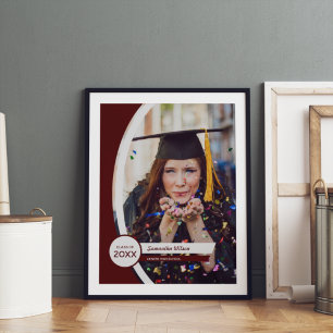 Maroon Curved Frame Foto Abschluss Poster