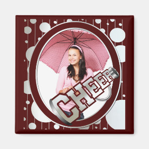 Maroon Custom Cheerleader Foto Magnet