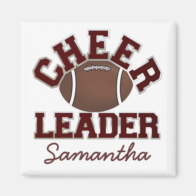 Maroon Custom Football Cheerleader Magnet (Vorne)