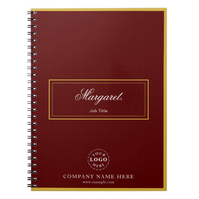 Maroon Custom Spiral Notebook with Name & Logo Notizblock (Vorderseite)