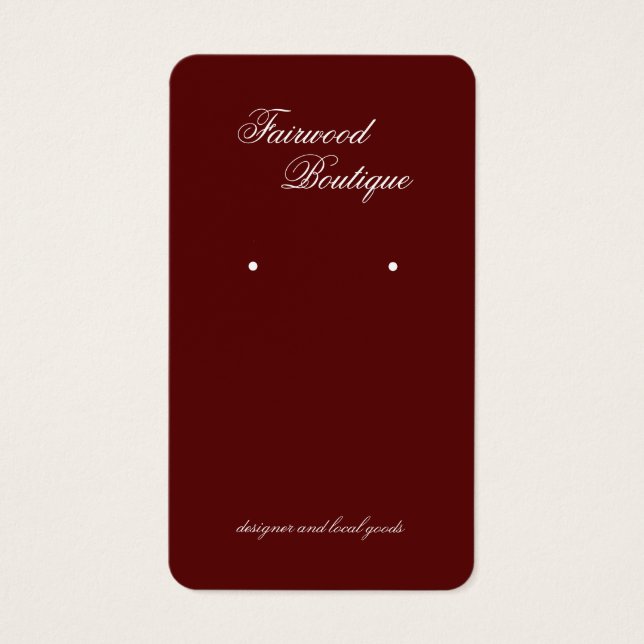 Maroon Deep Red Jewelry Display Card (Devant)