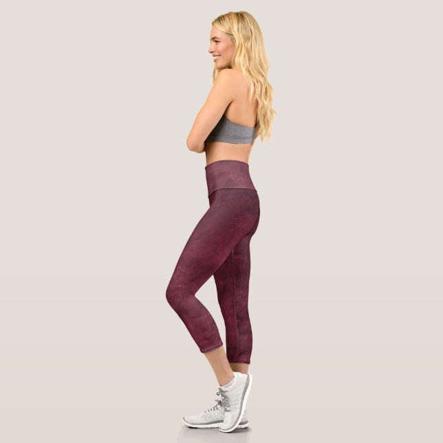 Maroon Design Cuir Capri Leggings (Gauche)
