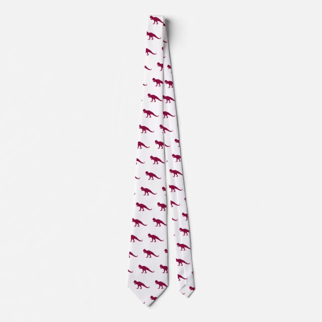 Maroon Dinosaurier-Muster Krawatte (Vorderseite)