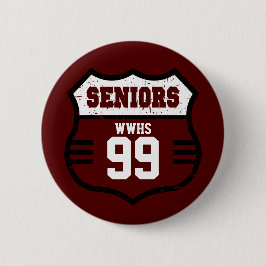 Maroon Distressed Seniors Road Sign Button