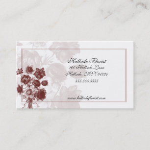Maroon Elegante Blume Florist Business Card Visitenkarte
