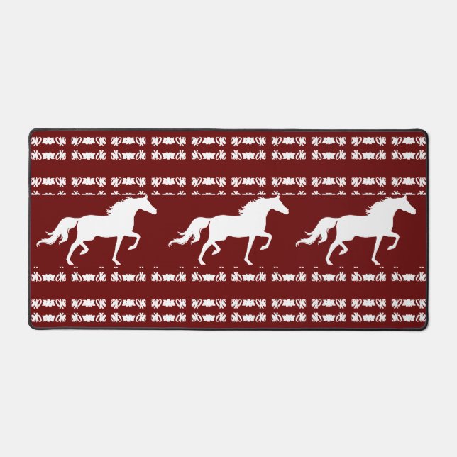 Maroon et blanc Motif et Chevaux géométriques (Recto)