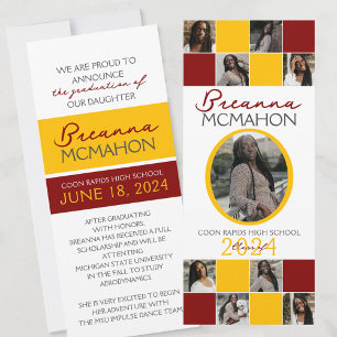 Maroon et Gold 9 Faire-part de graduation photo