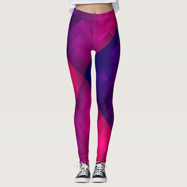 Maroon Farbe geometrische einfache Design Leggings (Vorderseite)