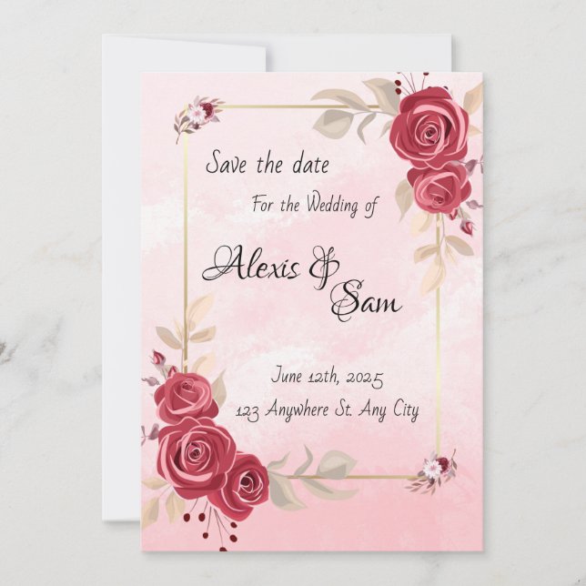 Maroon-Farbthema Einladung (Vorderseite)