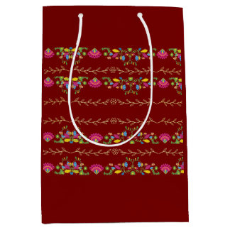 Maroon floral design mittlere geschenktüte