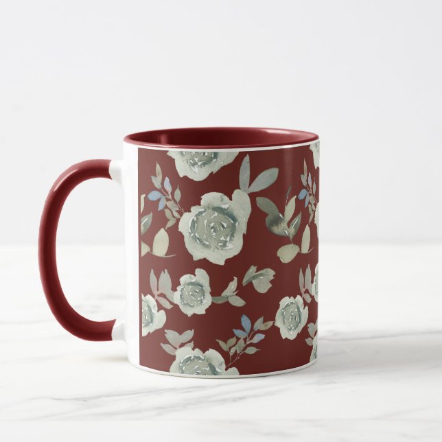 Maroon Floral Tasse (Links)