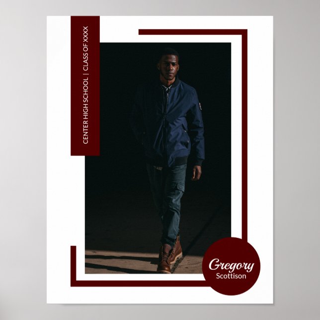 Maroon Foto Moderner Abschluss Poster (Vorne)