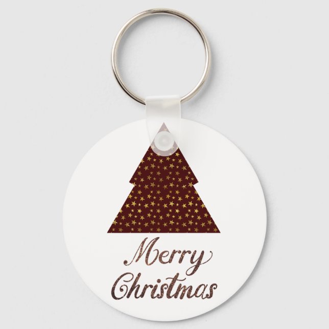 Maroon Glitzer Weihnachten - fröhliche Weihnachten Schlüsselanhänger (Vorderseite)