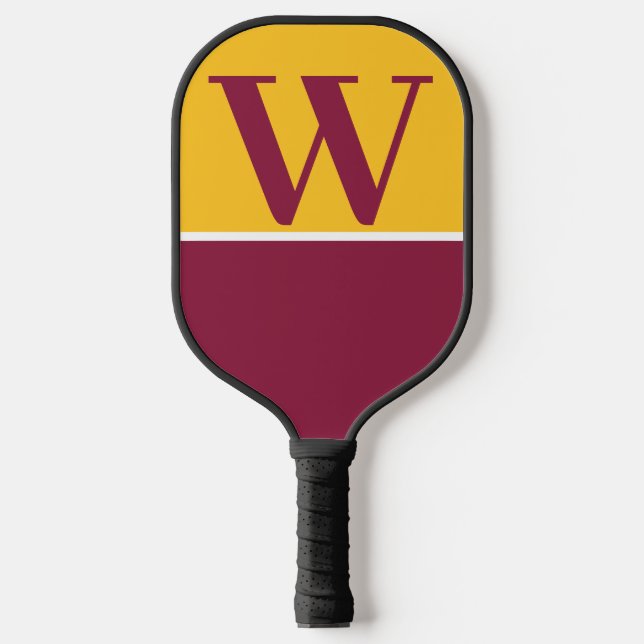 Maroon & Gold 2 Uni Monogram Pickleball Paddel Schläger (Vorderseite)
